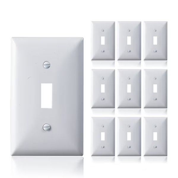 Standard Size 4.53in X 2.76in Polycarbonate Thermo Plastic Light Switch Plates, 1-Gang, White, 10PK, Faith, Mfr#: TWP1-WH-10