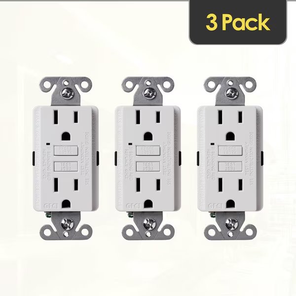 Self-Test 15A GFCI Outlet, GFI Receptacle, White, PK 3, Faith, Mfr#: GLS-15A-WH-03