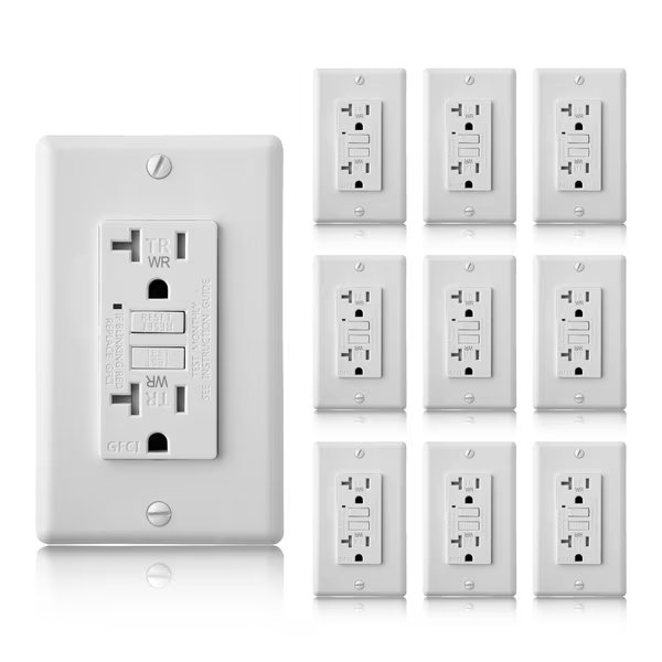Self-Test 20A TR WR GFCI Outlet Receptacle, White, PK 10, Faith, Mfr#: GLS-20ATRWR-WH-10