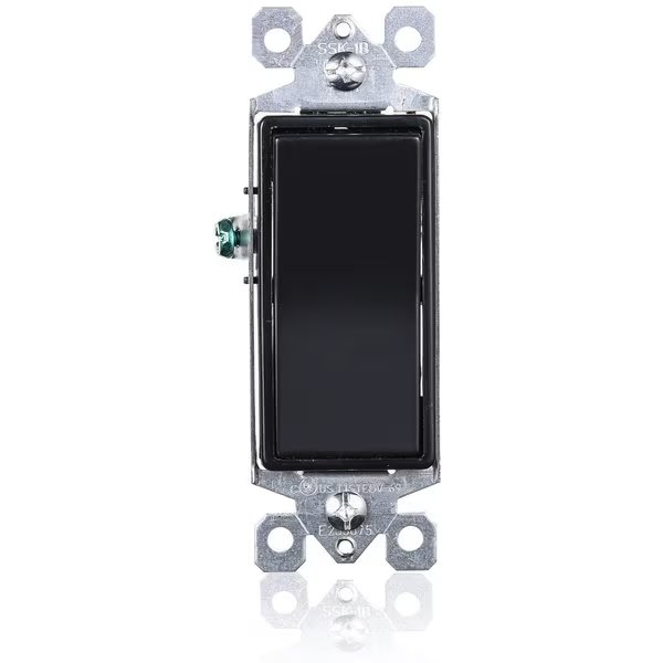 3-Way Decorator Paddle Wall Light Switch, 15A 120/277V, On/Off Rocker, Black, 10PK, Faith, Mfr#: SSK1B-BK-10