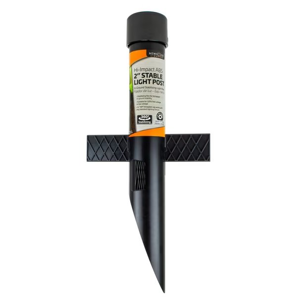 Outdoor Mounting Post with Stabilizing Wings for Flood Lights, Black, Newhouse Lighting, Mfr#: MPOST17