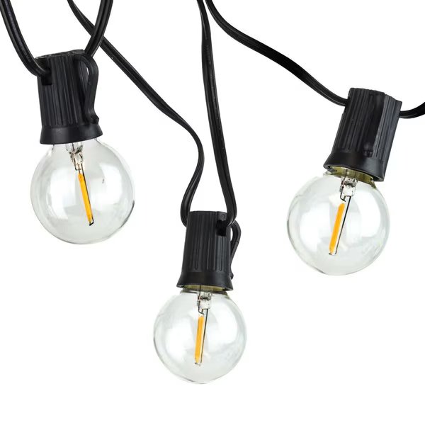 Outdoor 50ft. LED Patio String Lights with 50 Sockets and 55 G40 Bulbs, Newhouse Lighting, Mfr#: PSTRINGLED50
