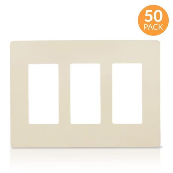 Wall Plate, Number of Gangs: 3-Gang Plastic, Ivory, Faith, Mfr#: SWP3-IV-50