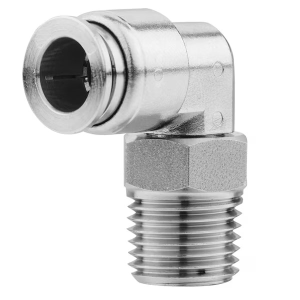 Fitting, PTC, Stainless, Male Hex Elbow, 1/4" x 1/8" Male NPT, Technifit, Mfr#: SS14-01ML