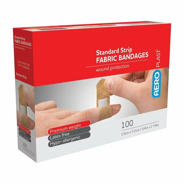 Aeroplast Fabric Strip Bandages 3/4In X 3In, 100PK, Aero Healthcare, Mfr#: AFP501