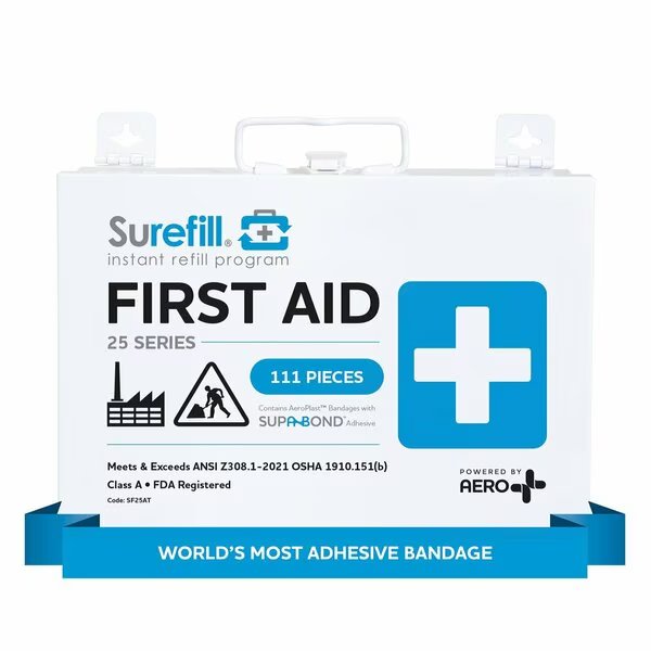 Surefill 25 Ansi 2021 A+ First Aid Kit - Metal Case, Aero Healthcare, Mfr#: SF25AT
