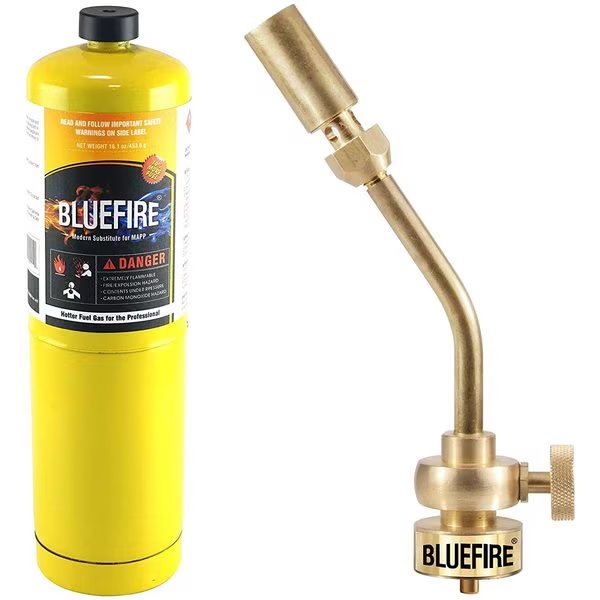 Brass Pencil Flame Torch with MAPP Gas Cylinder, Bluefire, Mfr#: BTM-7010-K