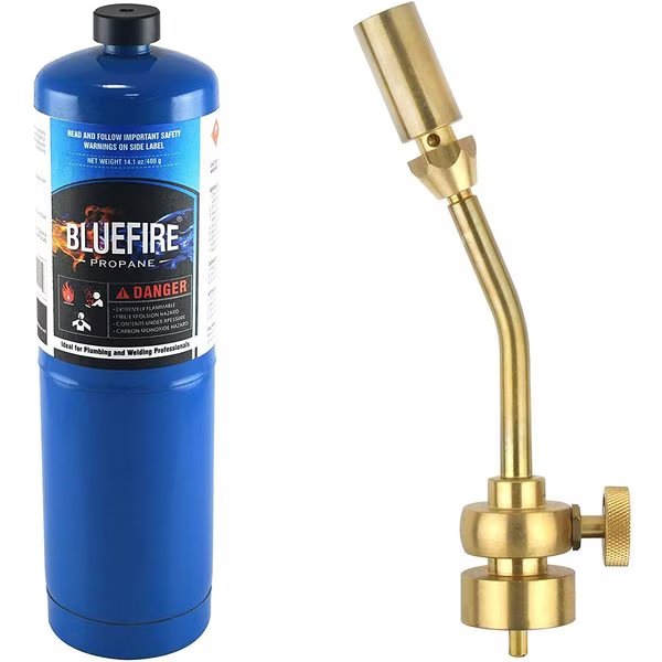 Brass Pencil Flame Torch with Propane Cylinder, Bluefire, Mfr#: BTM-7010-K-P