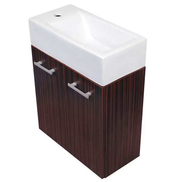 Wall-Mnt Dbl Door Vanity In Espresso Complete W/ A Wht Basin, Espresso, Whitehaus, Mfr#: WH114LSCB-E