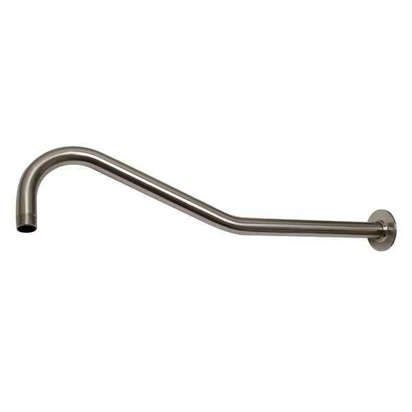 Showerhaus Long Hooked Solid Brass Shower Arm, Brushed Nickel, Whitehaus, Mfr#: WHSA520-BN