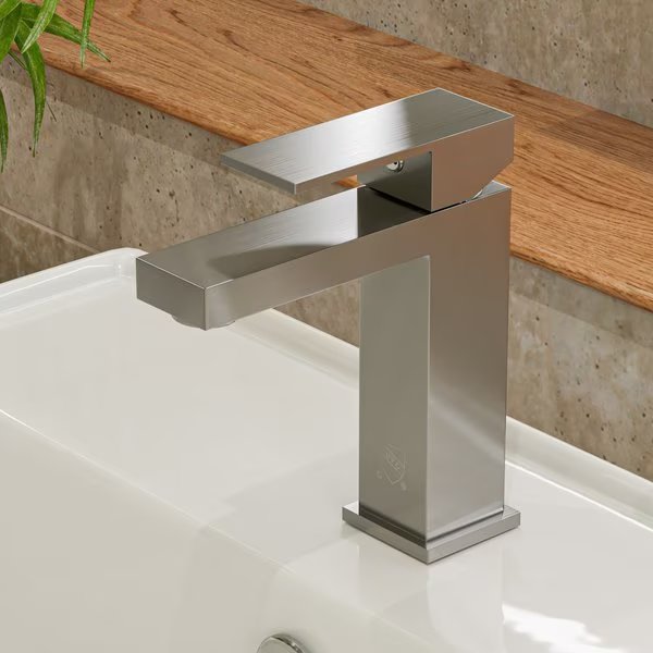 ALFI brand AB1229-BN Brushed Nickel Square Sgl Lever Bathroom Faucet, Alfi Brand, Mfr#: AB1229-BN