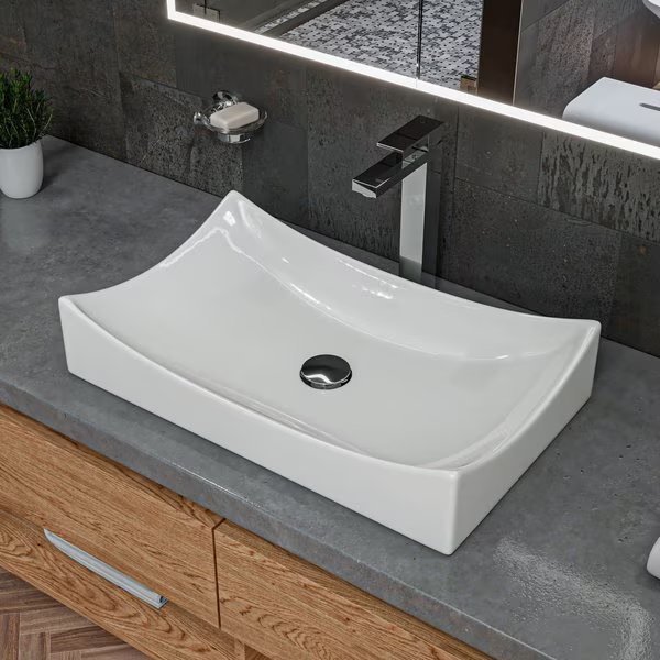 ALFI brand ABC904 White 26" Fancy Rectangular Above Mount Ceramic Sink, Alfi Brand, Mfr#: ABC904