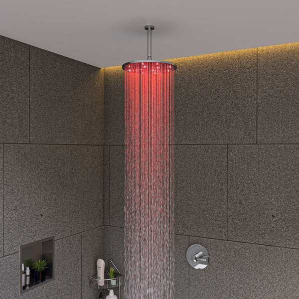Polished Chrome 12" Round Multi Color LED Rain Shower Head, Alfi Brand, Mfr#: LED12R-PC
