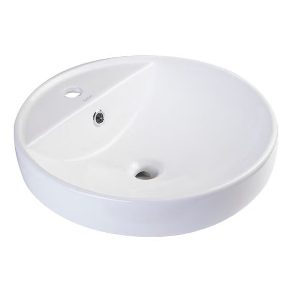 EAGO BA141 18" ROUND CERAMIC ABOVE MOUNT BATHROOM BASIN VESSEL SINK, Eago, Mfr#: BA141