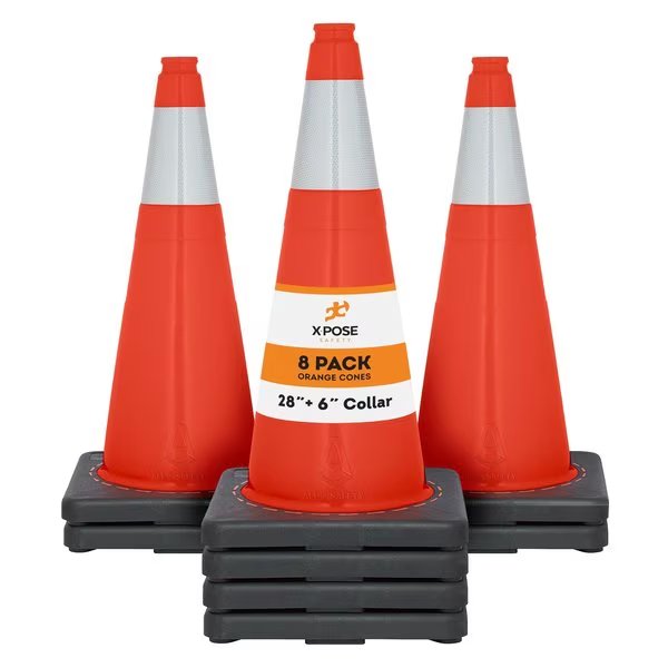Traffic Cone, PVC, 28" H, Orange, Xpose Safety, Mfr#: OTC28-6-8-X