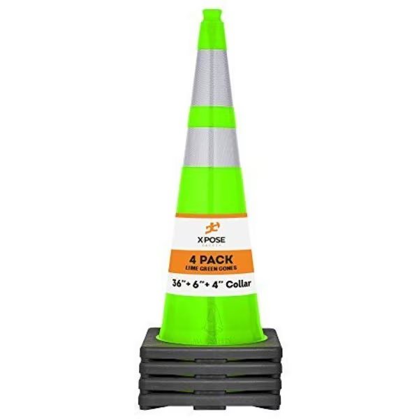 Traffic Cone, PVC, 36" H, Lime, Xpose Safety, Mfr#: LTC36-64-4-X-S