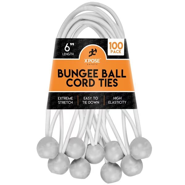 Ball Bungees White 6 in , 100PK, Xpose Safety, Mfr#: BB-6W-100-X