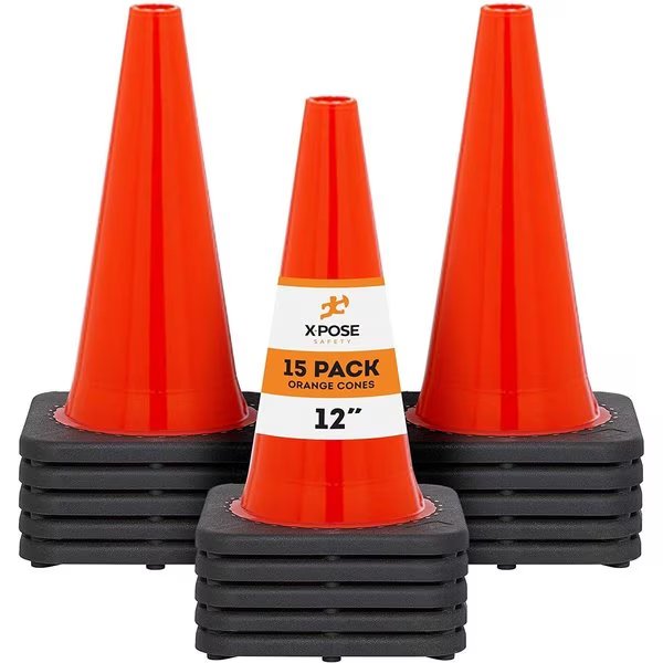 Traffic Cone, PVC, 12" H, Orange, Xpose Safety, Mfr#: OTC12-15-X-S