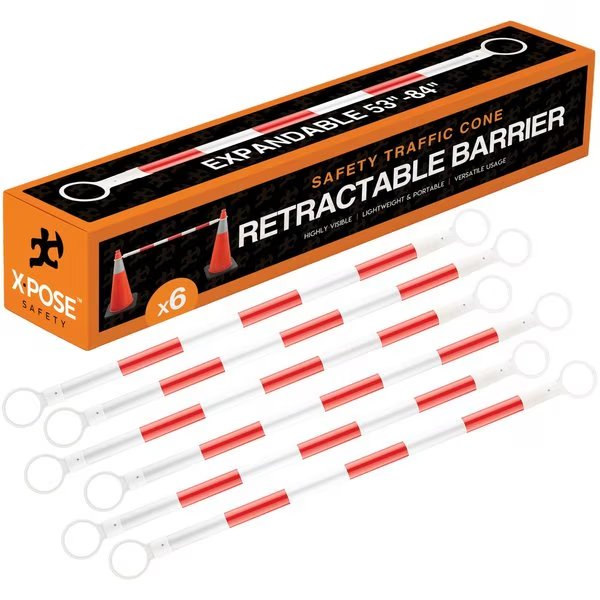 Retractable Cone Bar, PVC, 53-84" L, Orange/White, Xpose Safety, Mfr#: CBO53/84-6-N-S
