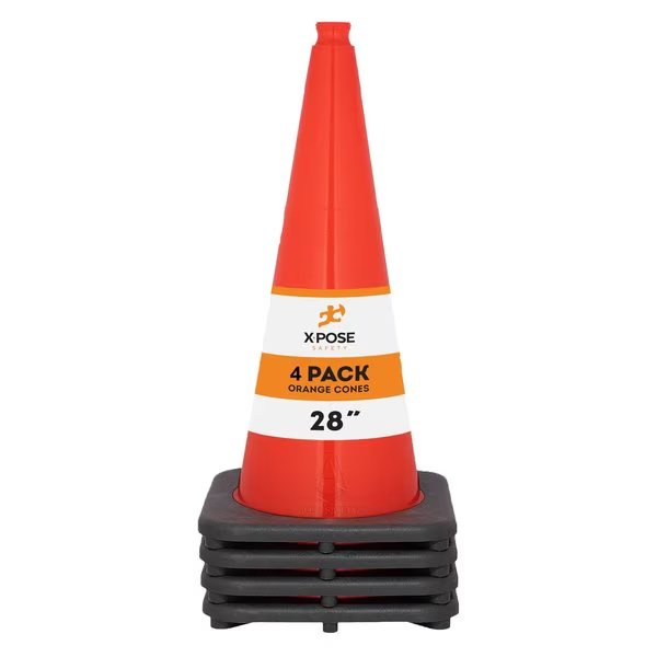 Traffic Cone, PVC, 28" H, Orange, Xpose Safety, Mfr#: OTC28-4-X-S