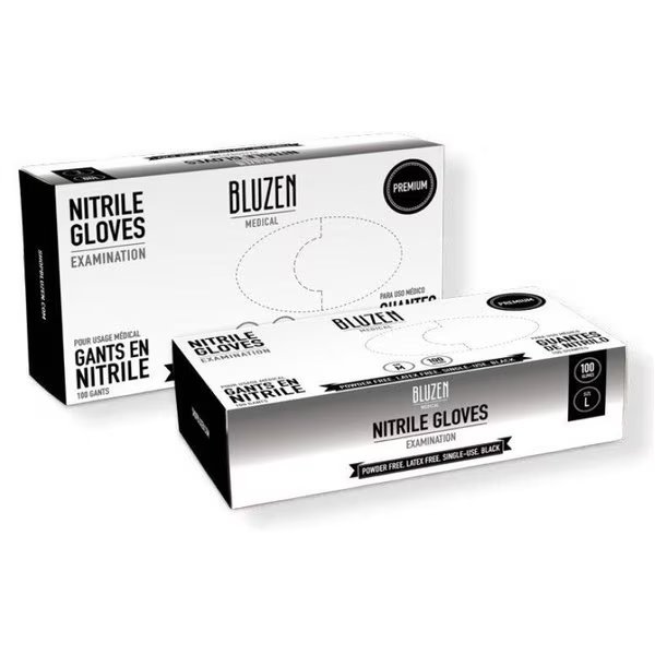 Nitrile Exam Gloves, 3.54 mil Palm, Nitrile, Powder-Free, S, Black, Bluzen, Mfr#: MNIT104-S