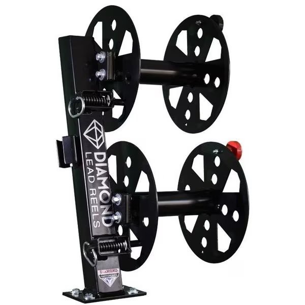 Heavy Duty Fixed Base Welding Lead Reel, Double, 12 in., Black, Diamond Lead Reels, Mfr#: FBD12BLK