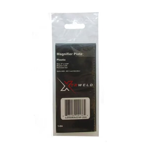 LENSMAG24P200  Lens, Magnifier Plate , 2.00, Polycarbonate, 2 x 4.25, Xtrweld, Mfr#: LENSMAG24P-200