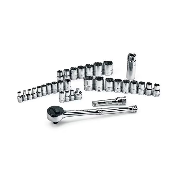 33Pc SAE/Mm Socket Set, Powerbuilt, Mfr#: 640071
