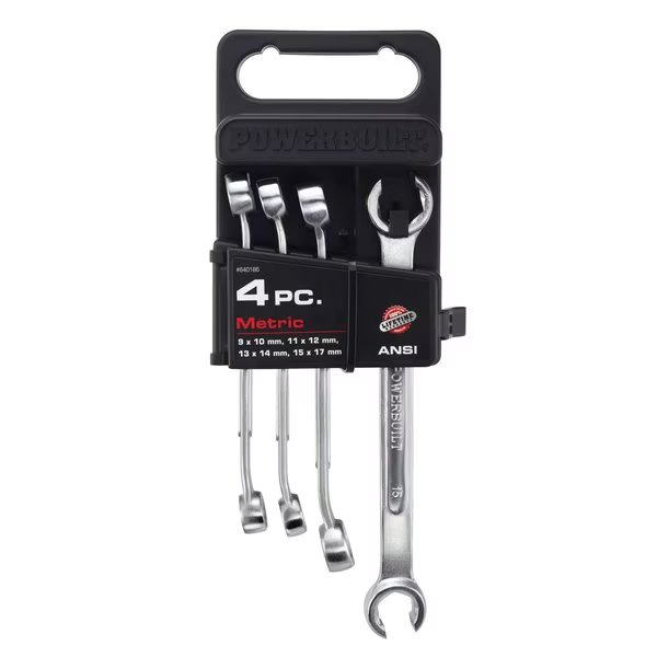 4Pc Metric Flare Nut Wrench Set, Powerbuilt, Mfr#: 640186