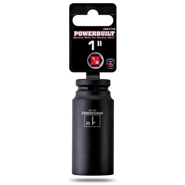 1/2" Drive 1" Deep Impact Socket, Powerbuilt, Mfr#: 647178