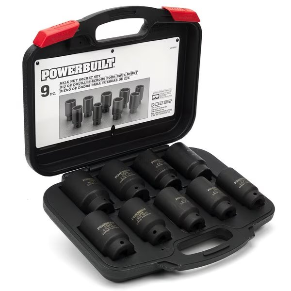 9Pc Deluxe Axle Nut Socket Set Kit61, Powerbuilt, Mfr#: 648991
