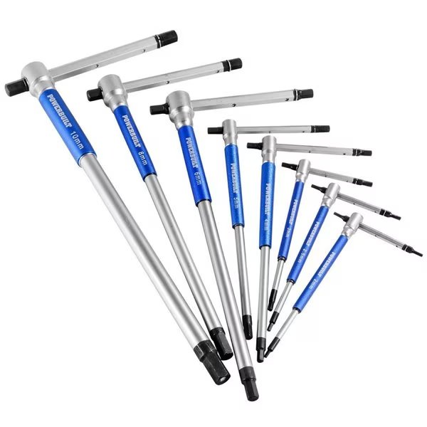 8Pcs 3 Way Metric T-Handle Spin Hex Wrench, Powerbuilt, Mfr#: 941645