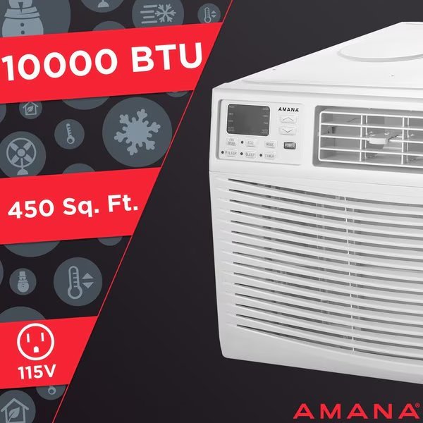 10,000 BTU 115V Window-Mounted Air Conditioner with Remote Control, Amana, Mfr#: AMAP101CW