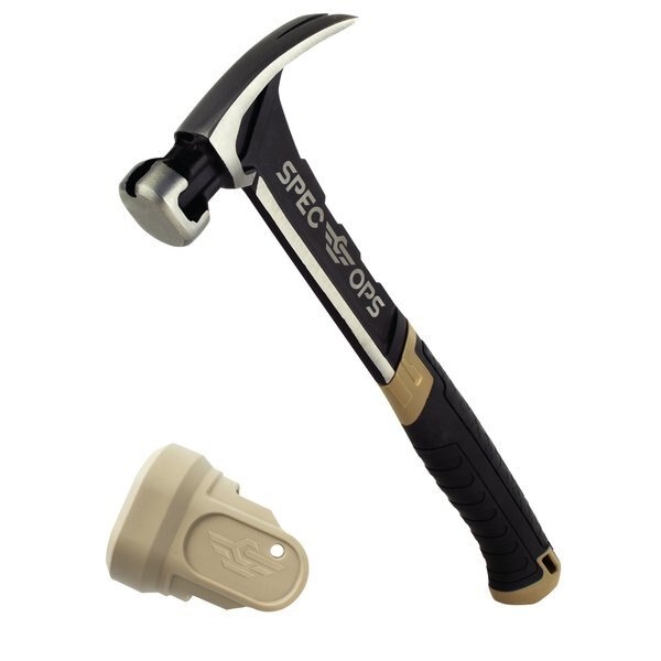 20-oz Smooth Face Rip Claw Hammer with Soft Mallet Cap, Steel Handle, Spec Ops, Mfr#: SPEC-M20SF-S