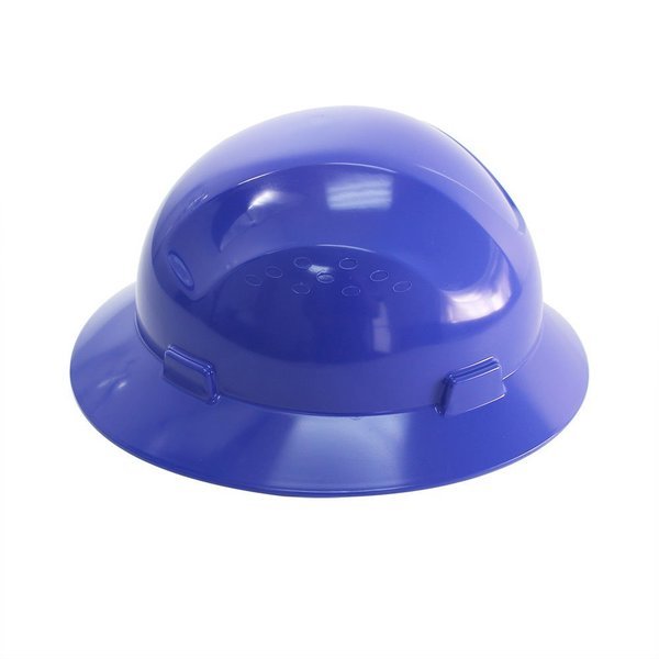 Snap Lock 4 Point Ratchet Suspension Full Brim Hard Hat / Safety Helmet - 6-1/2" to 8" Heads - Blue, Interstate Safety, Mfr#: 40409
