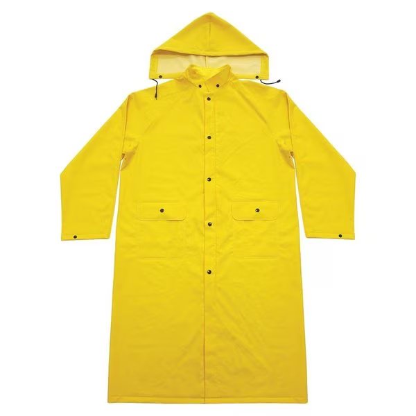 PVC Polyester Rain Coat with Detachable Hood - EXTRA LARGE, Interstate Safety, Mfr#: 40451