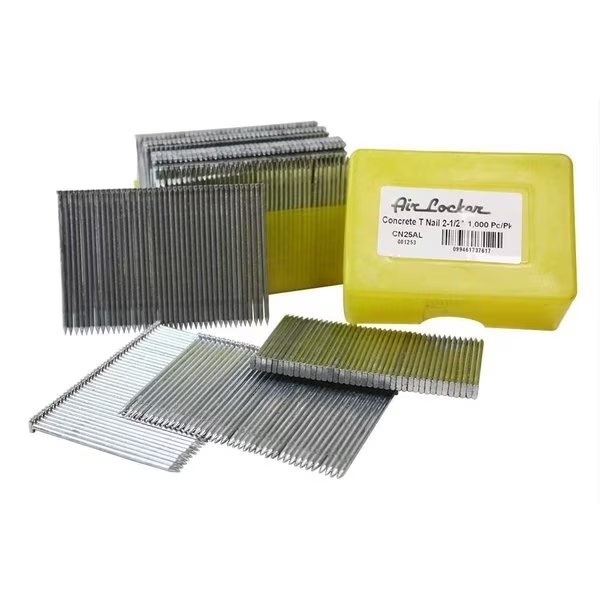 Collated T-Nail, 2-1/2 in L, 14 ga, Galvanized, 1000 PK, Air Locker, Mfr#: CN25AL