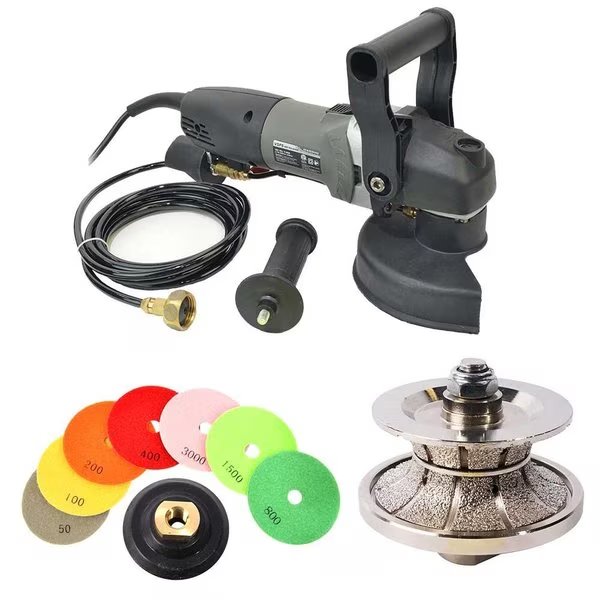 VSP5 5" Var Spd Polisher, 1-1/4" Full Bullnose Dmnd Profile Wheel & 8 pc 5" Dmnd Polishing Pad Set, Hardin, Mfr#: BRTV30POLSET