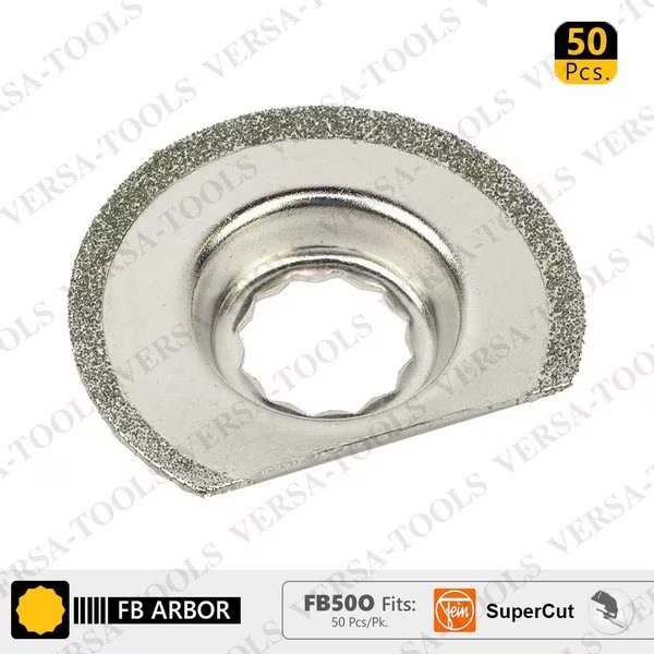 63mm Diamond Semi-Round Electroplated Blades, Fits Fein Supercut Oscillating Tools, PK 50, Versa Tool, Mfr#: FB50O