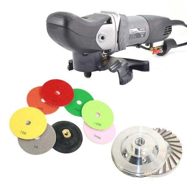 VS5 Var Spd Wet Grinder Polisher, Dust Shroud, 4" Diamond Turbo Cup Wheel, 8 pc 5" Diamond Pad Set, Hardin, Mfr#: GHCCGRINDPOLSET