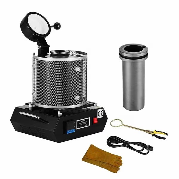 Electric Tabletop Melting Furnace with 2kg Crucible 110 Volt 1500W with Gloves, Tong and Power Cable, Hardin, Mfr#: HD-334MF