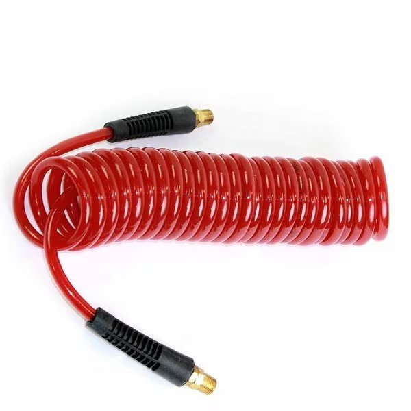 Red Polyurethane Recoil Hose 1/4 Inch x 50 feet Solid Fittings, Interstate Pneumatics, Mfr#: HR34-050