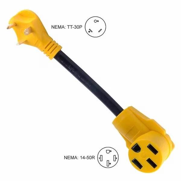RV Adapters 30 Amp Male NEMA TT-30P to 50 Amp Female NEMA 14-50R, 12 Inch 10AWG/3 Cord, Superior Electric, Mfr#: RVA1503
