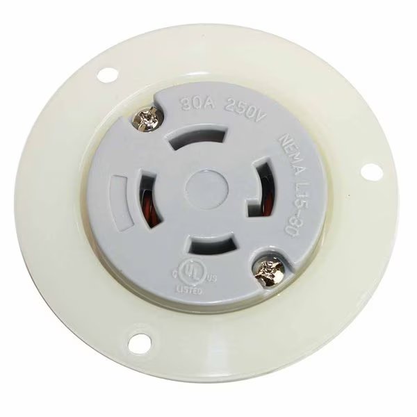 Twist Lock Receptacle Flange 3-Pole 4-Wire 30A 250V NEMA L15-30R, Superior Electric, Mfr#: YGF044F