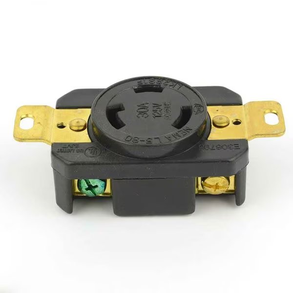 Twist Lock Wall Mount Electrical Receptacle 3 Wire, 30 Amps, 125V, NEMA L5-30R, Superior Electric, Mfr#: YGP024F