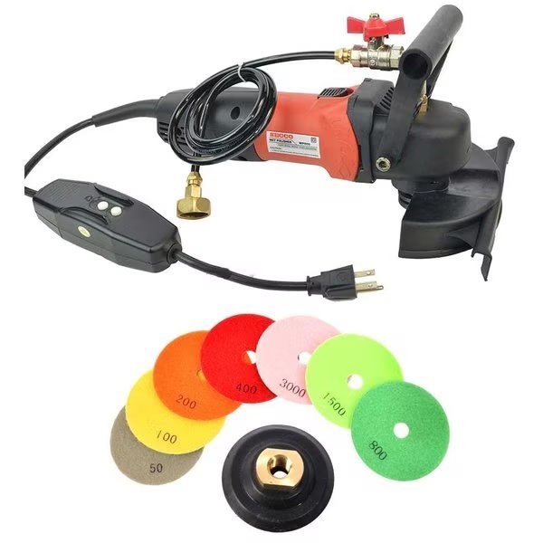 4 Inch Variable Speed Wet Polisher and Grinder and 8 pc 5 Inch Diamond Polishing Pad Set, Hardin, Mfr#: WV5GRIN