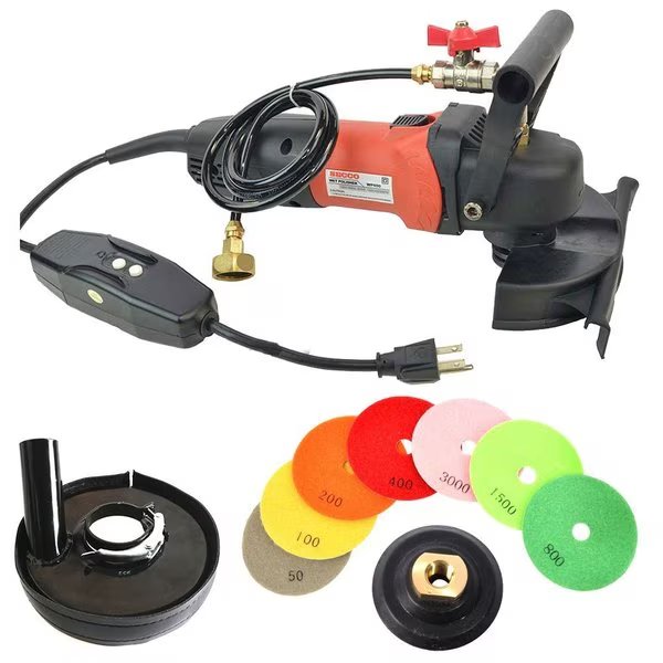 WP800 4 Inch Var Speed Polisher, Dust Shroud and 8 pc 4 Inch Diamond Polishing Pad Set, Hardin, Mfr#: WVDPOLSET