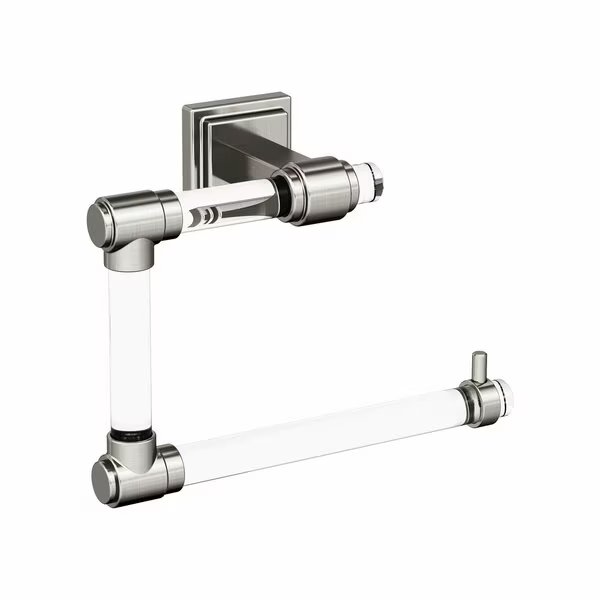 Glacio Clear/Brushed Nickel Contemporary 5-7/16 in 138 mm Length Towel Ring, Amerock, Mfr#: BH36062CG10