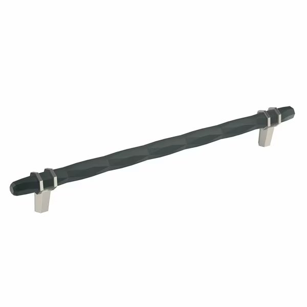 London 10-1/16 in 256 mm Center-to-Center Black Bronze/Satin Nickel Cabinet Pull, Amerock, Mfr#: BP36664BBRG10