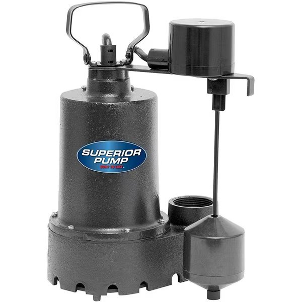 92541 1/2 HP Cast Iron Sump Pump with Vertical Switch, Superior Pump, Mfr#: 92541